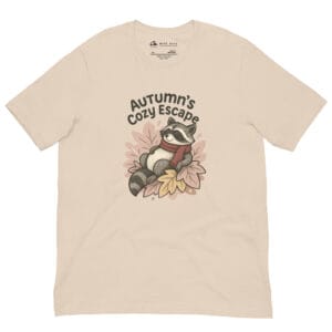 Stay Cozy Raccoon Shirt – Autumn’s Escape Design | Unisex Bella + Canvas 3001 Fall Graphic Tee