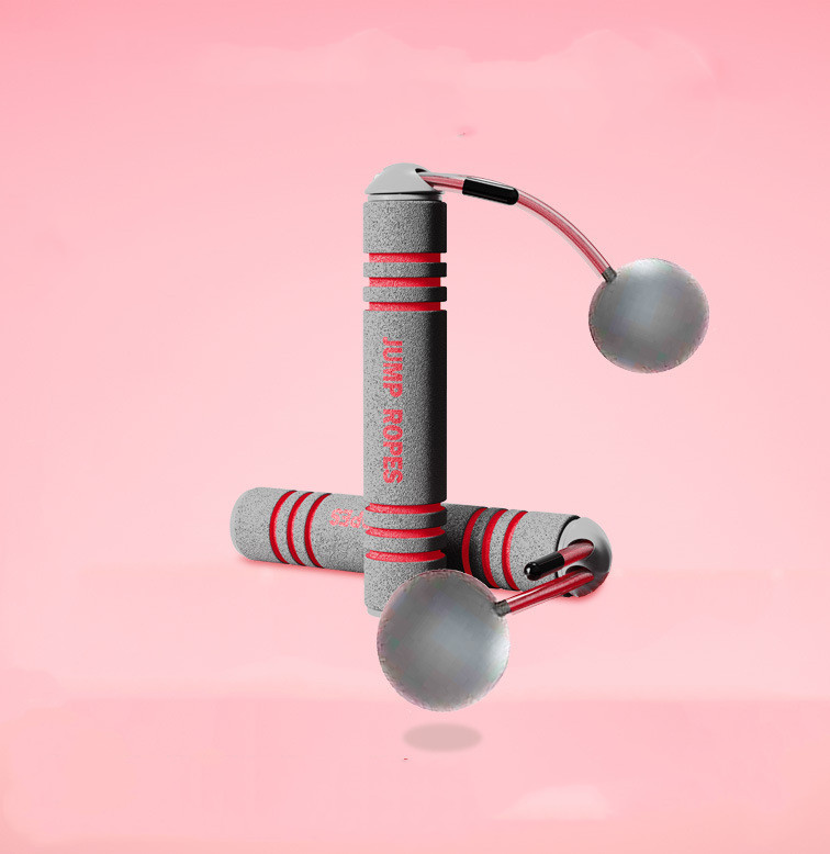 Ergonomic silicone ribbed handle grip on fitness skipping rope