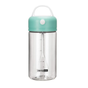 White electric protein shaker bottle with leak-proof carry strap