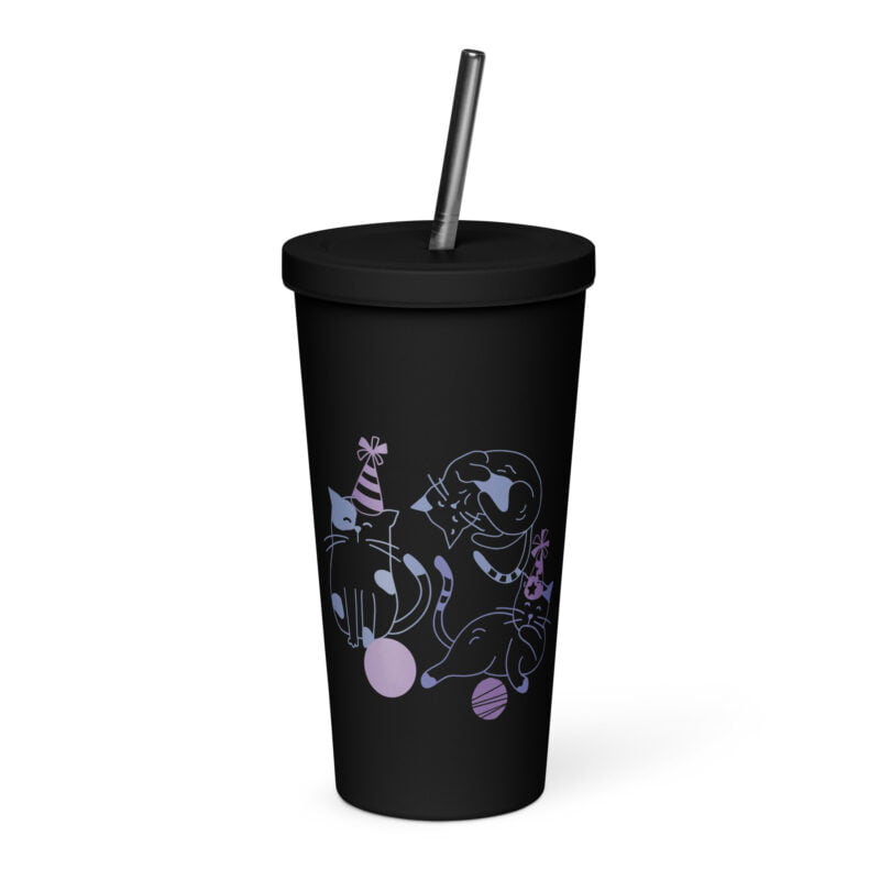 insulated tumbler with a straw black 20 oz front 66c5452241edd