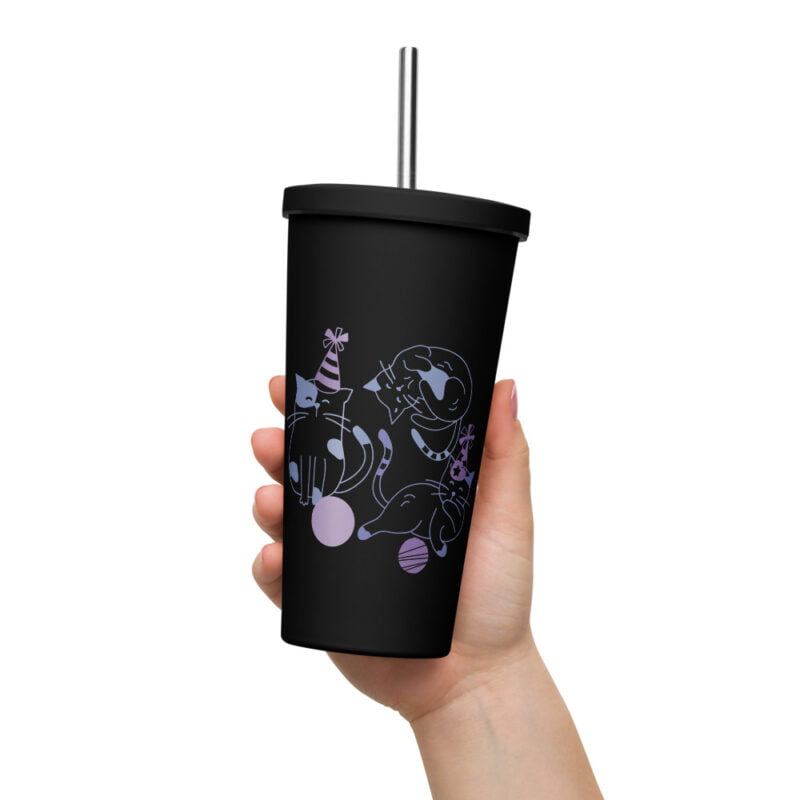 insulated tumbler with a straw black 20 oz front 66c7ed28016f0