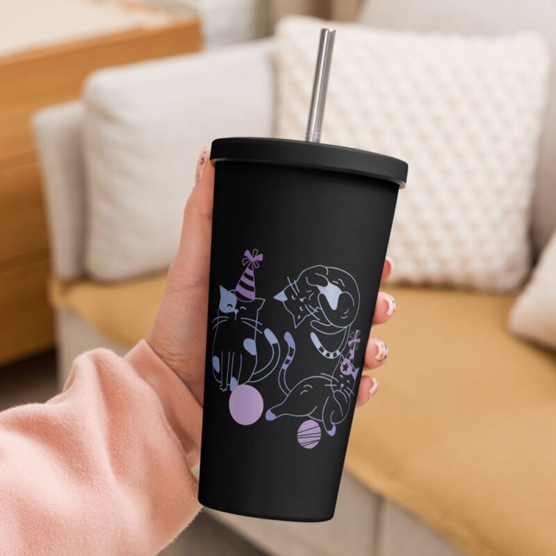 insulated tumbler with a straw black 20 oz front 66c7ed28019f0