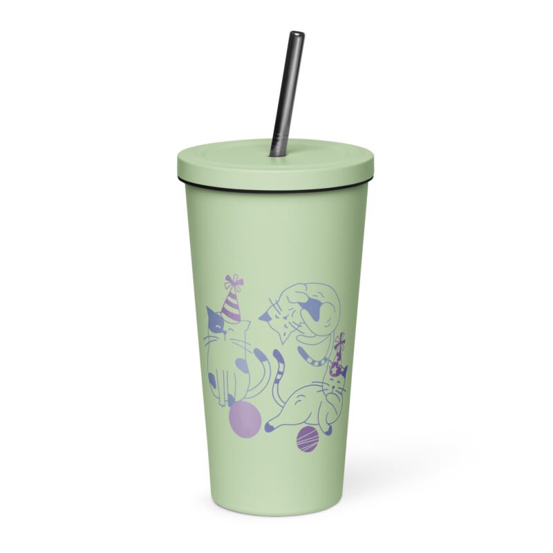 insulated tumbler with a straw mint 20 oz front 66c5452242829