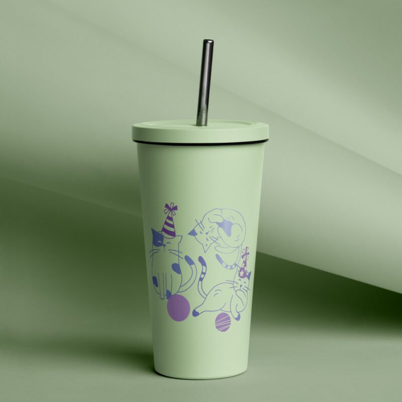 Insulated Tumbler with a Straw