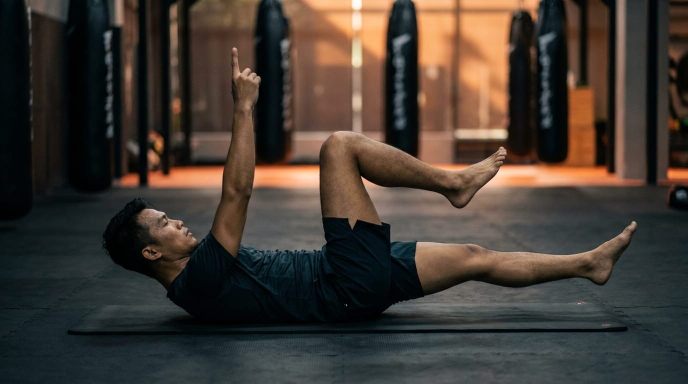 Dead Bug Exercise – Opposite Arm and Leg Extension with Flat Back
