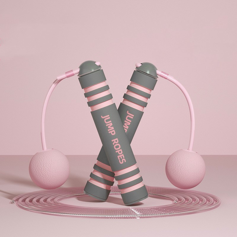 Blossom pink fitness skipping rope with 3M adjustable cable