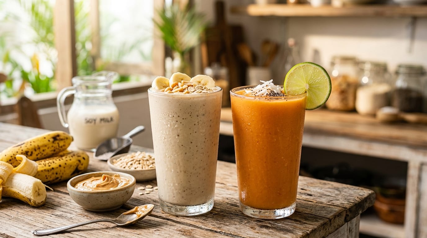 protein shake recipe banana peanut butter recovery shake and papaya soy smoothie