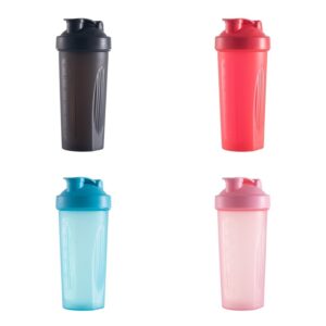 Botol shaker protein 600ml kalis bocor cawan pengadun pelbagai warna dipamerkan dalam hitam, merah, biru langit dan merah jambu