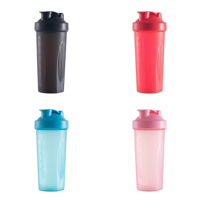 Botol shaker protein 600ml kalis bocor cawan pengadun pelbagai warna dipamerkan dalam hitam, merah, biru langit dan merah jambu