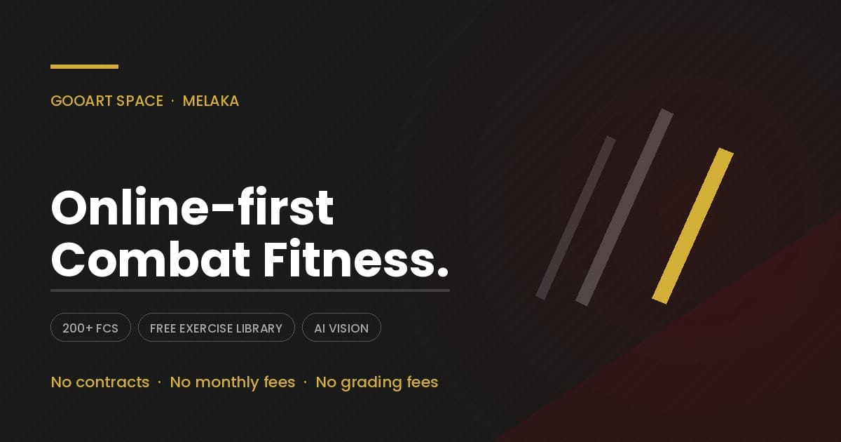Gooart Space — online-first combat fitness brand in Melaka with 200+ FCS and AI Vision