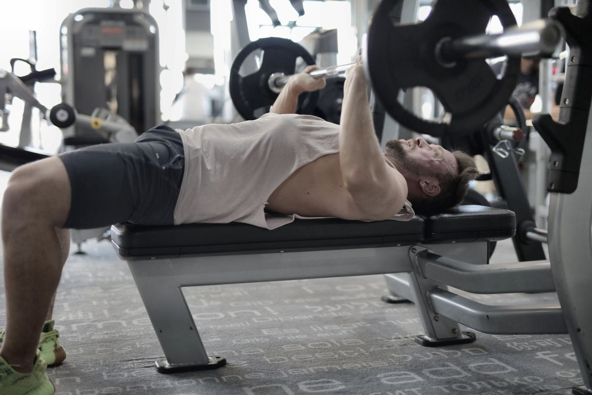 incline dumbbell press setup on an adjustable bench