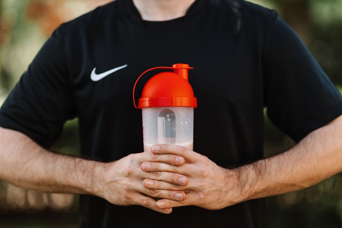 whey protein powder and scoop