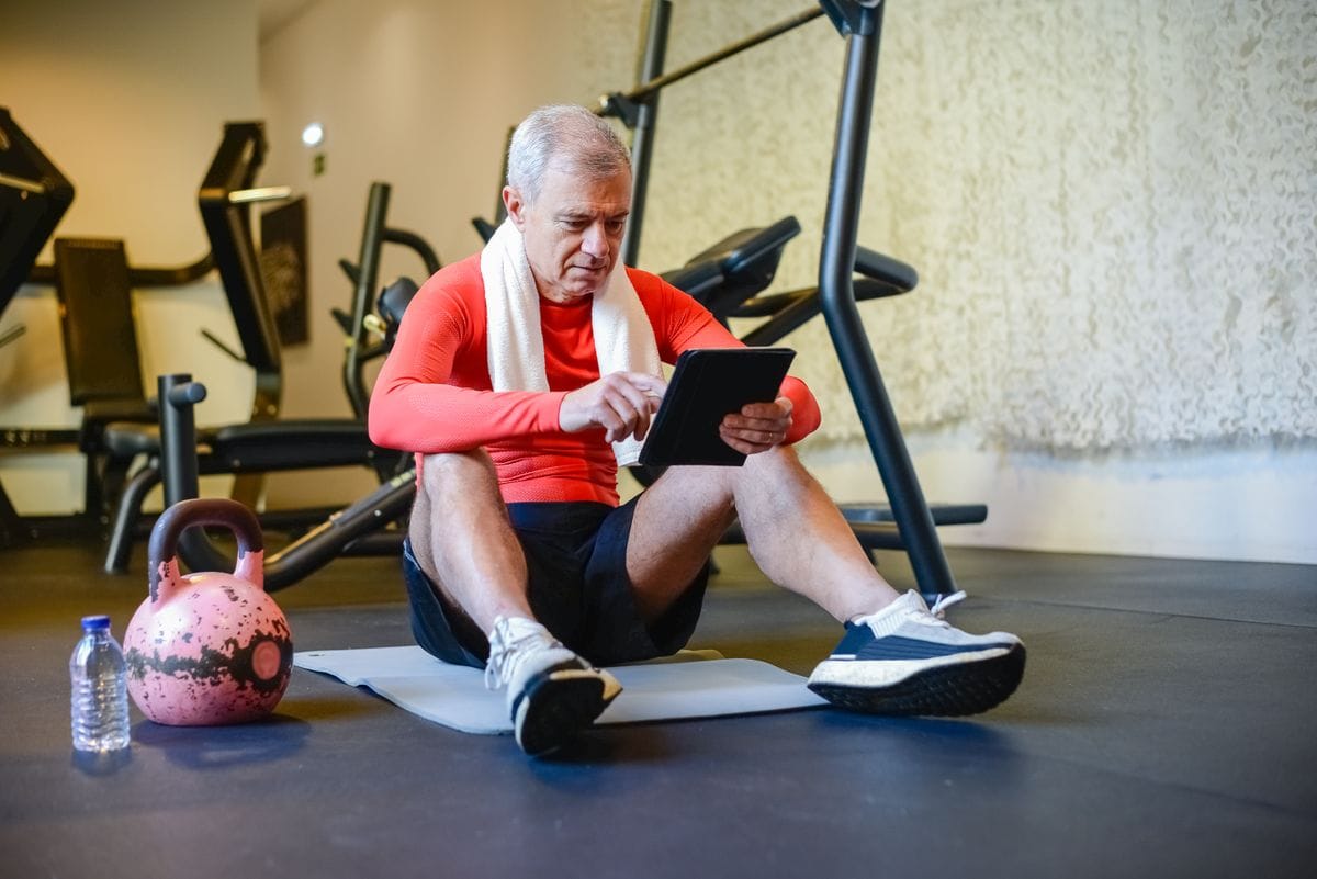 online personal training with AI form check on a tablet